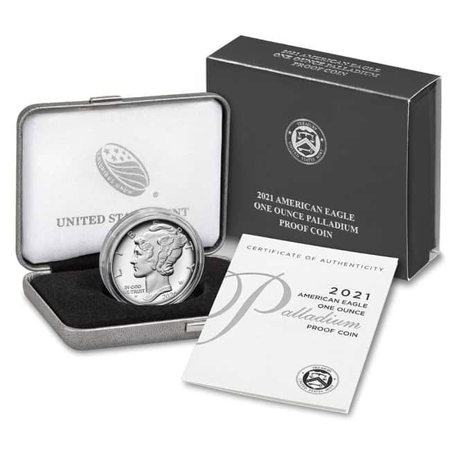 2021-W 1 oz Proof Palladium American Eagle $25 Coin (w/Box & COA)
