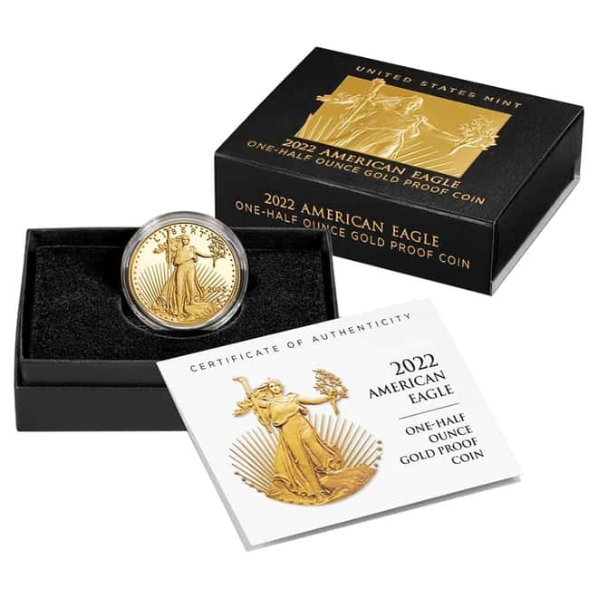 2022-W 1/2 oz $25 Proof Gold American Eagle (w/Box & COA)