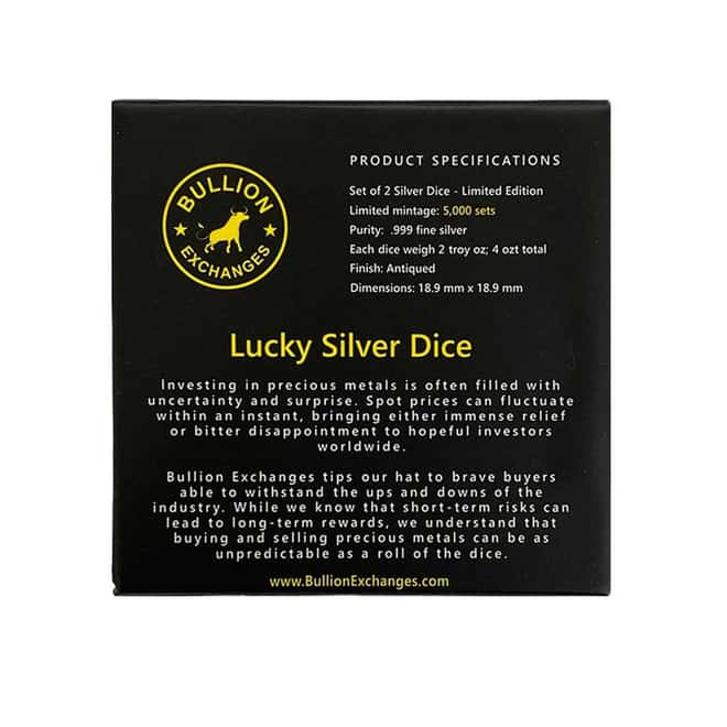 2 x 2 oz Pair of Lucky Silver Dice Bullion Exchanges .999 Fine