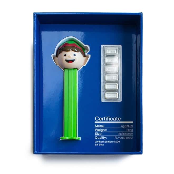 30 gram PAMP Suisse Elf PEZ Dispenser & Silver Wafers (w/Box)