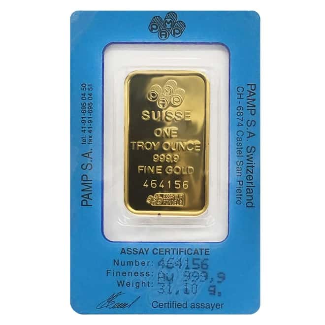 1 oz PAMP Suisse Gold Bar - Statue of Liberty (In Assay) .9999 Fine