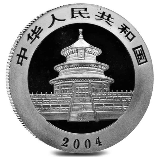 2004 1 oz Chinese Silver Panda 10 Yuan BU In Cap
