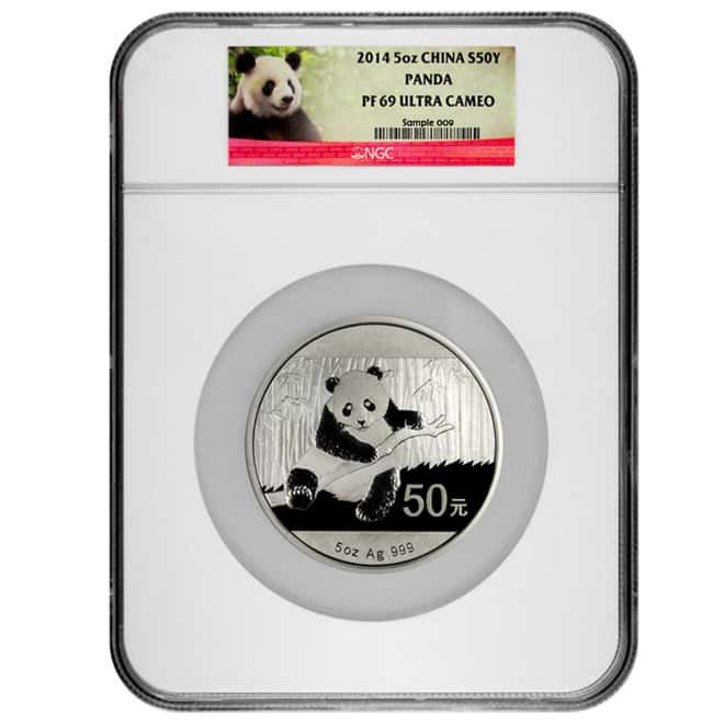 2014 5 oz Proof Silver Chinese Panda NGC PF 69 Ultra Cameo