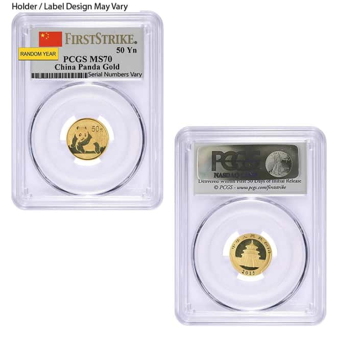 1/10 oz Chinese Gold Panda NGC / PCGS MS / PF 70 (Random Year)