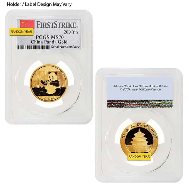 15 Gram Chinese Gold Panda 200 Yuan NGC / PCGS MS 70 (Random Year)