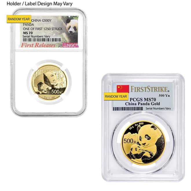 30 Gram Chinese Gold Panda NGC / PCGS MS 70 (Random Year)