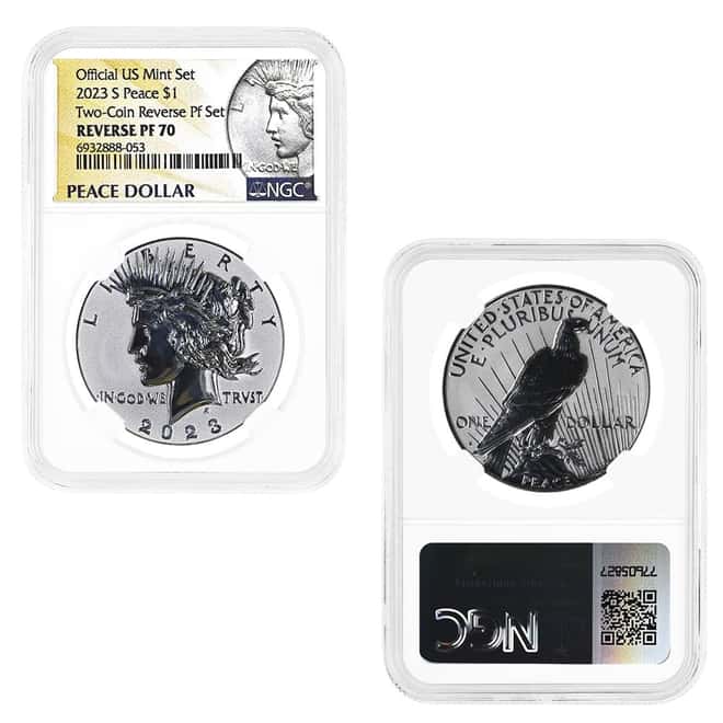 2023-S Morgan and Peace Silver Dollar Reverse Proof 2-Coin Set NGC PF 70 (Morgan/Peace Label)