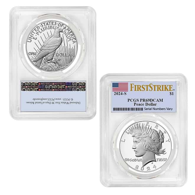 2024-S Morgan and Peace Silver Dollar Proof 2-Coin Set PCGS PF 69 FS