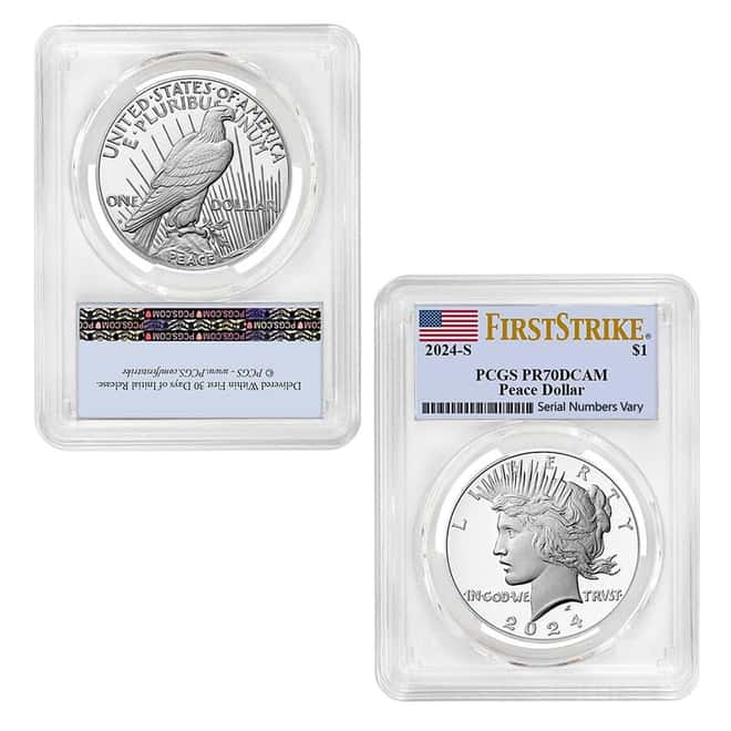 2024-S Morgan and Peace Silver Dollar Proof 2-Coin Set PCGS PF 70 FS