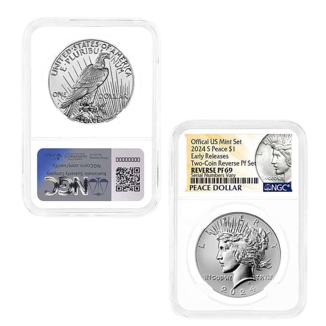 2024-S Morgan and Peace Silver Dollar Reverse Proof 2-Coin Set NGC PF 69 ER (Morgan/Peace)