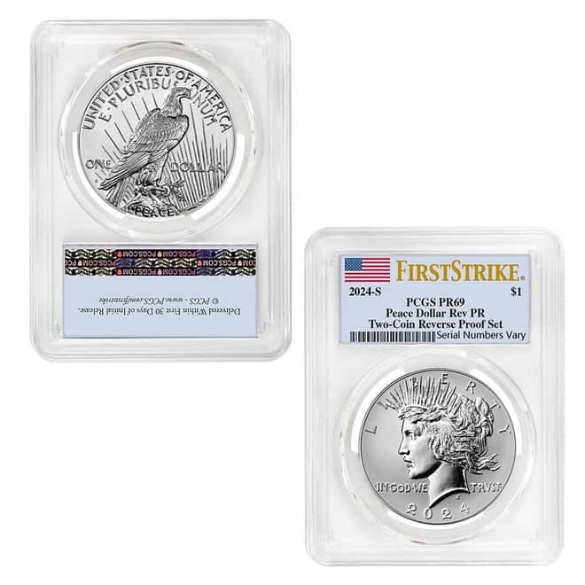2024-S Morgan and Peace Silver Dollar Reverse Proof 2-Coin Set PCGS PF 69 FS