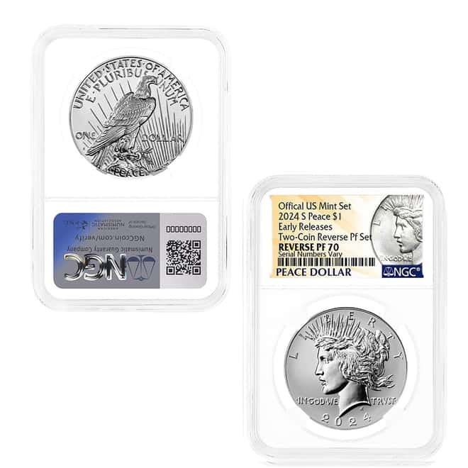 2024-S Morgan and Peace Silver Dollar Reverse Proof 2-Coin Set NGC PF 70 ER (Morgan/Peace)