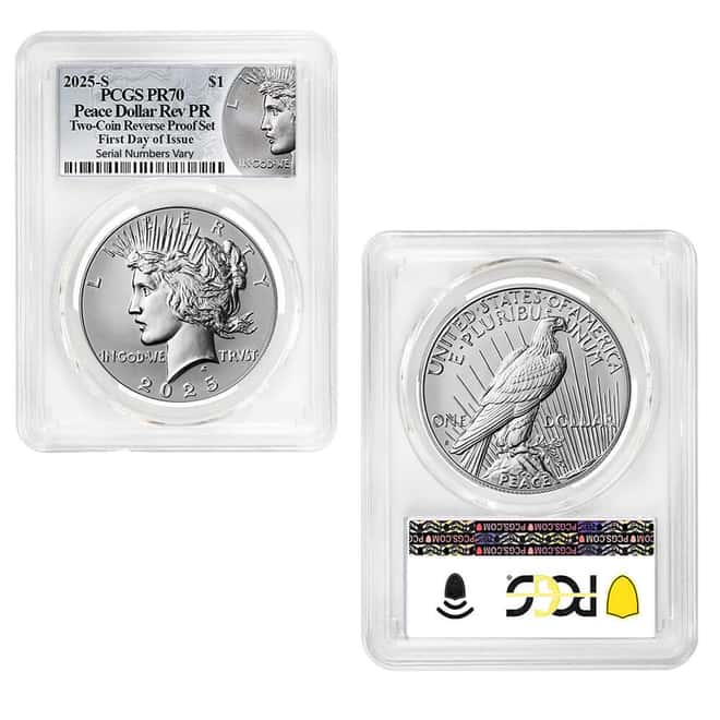 2025-S Morgan and Peace Silver Dollar Reverse Proof 2-Coin Set PCGS PF 70 FDOI (Morgan/Peace)