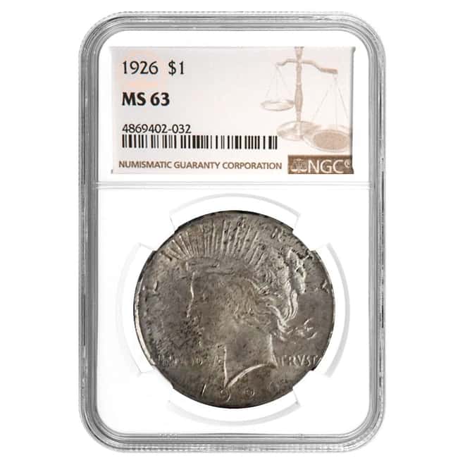 1926 Silver Peace Dollar NGC MS 63