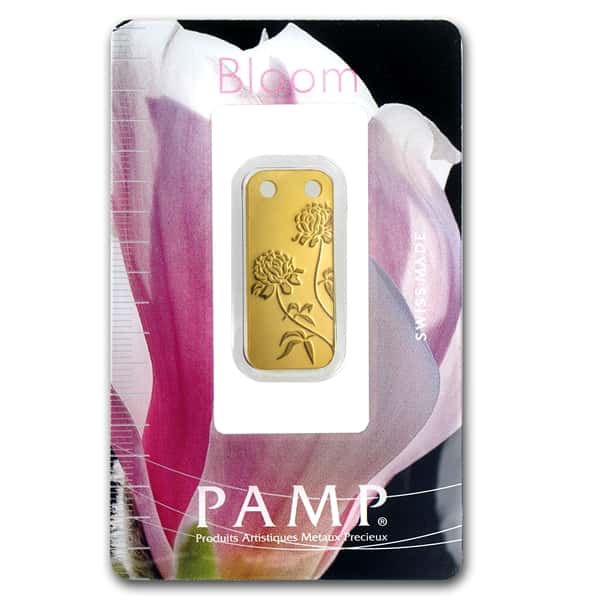 Peony - 1/5 oz PAMP Suisse Proof Gold Ingot Pendant