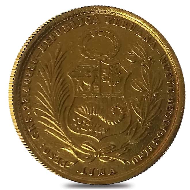 Peru 50 Soles Gold Coin AGW .6772 oz Ex-Jewelry (Random Year, 1950-1970)