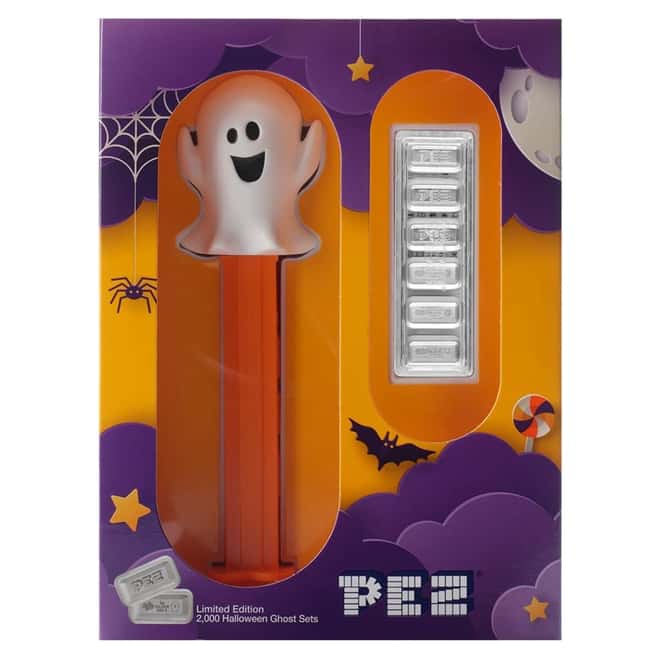 30 Gram PAMP Halloween Ghost PEZ® Dispenser & Silver Wafers