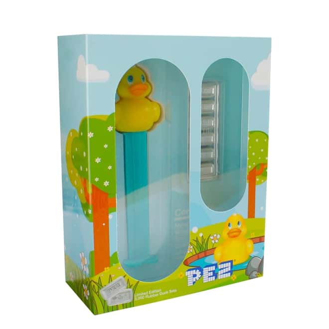 30 gram PAMP Suisse Rubber Duck PEZ Dispenser & Silver Wafers (w/Box & COA)