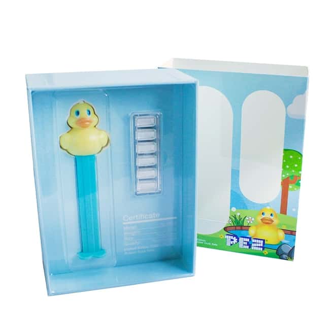 30 gram PAMP Suisse Rubber Duck PEZ Dispenser & Silver Wafers (w/Box & COA)