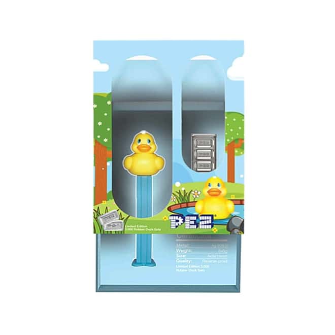 30 gram PAMP Suisse Rubber Duck PEZ Dispenser & Silver Wafers (w/Box & COA)