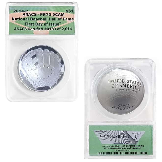 2014-P National Baseball Hall of Fame Silver Dollar 2-Coin Set ANACS MS/PF 70