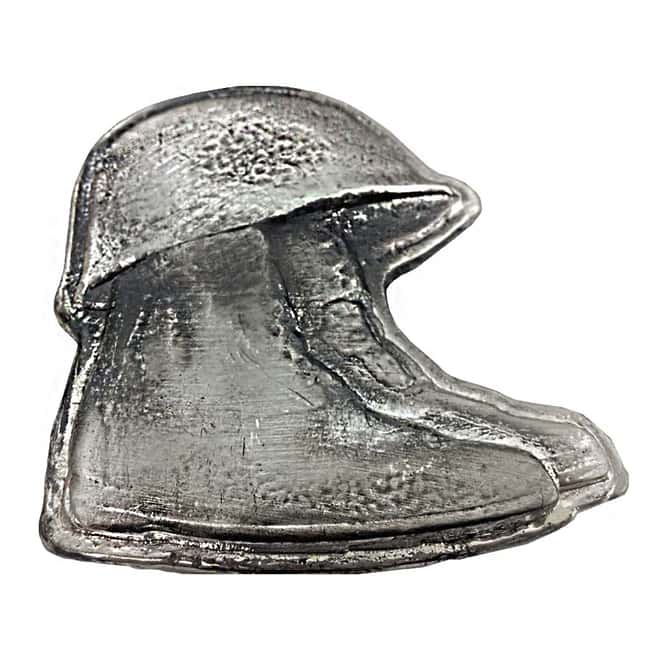 10 oz Army Boots and Helmet Silver Hand Poured Bullion Exchanges Bar .999 Fine (Antiqued)