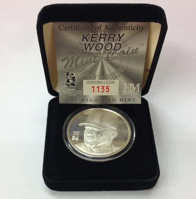 Kerry Wood Highland Mint 1 oz .999 Fine Silver Limited Edition Commemorative Medallion w/ COA