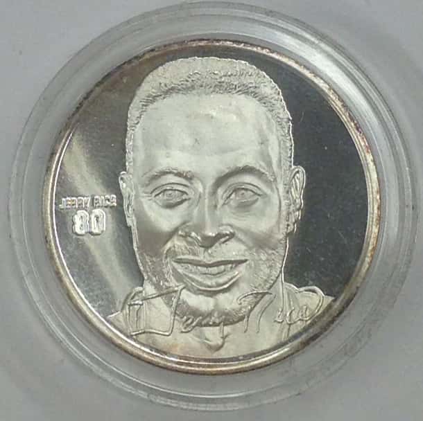 Jerry Rice Highland Mint 1 oz .999 Fine Silver Limited Edition Commemorative Medallion w/ COA