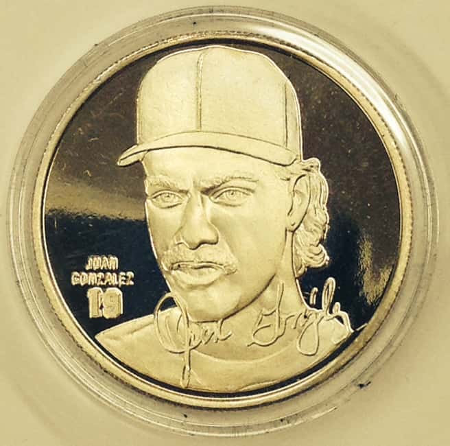 Juan Gonzalez Highland Mint 1 oz .999 Fine Silver Limited Edition Commemorative Medallion w/ COA