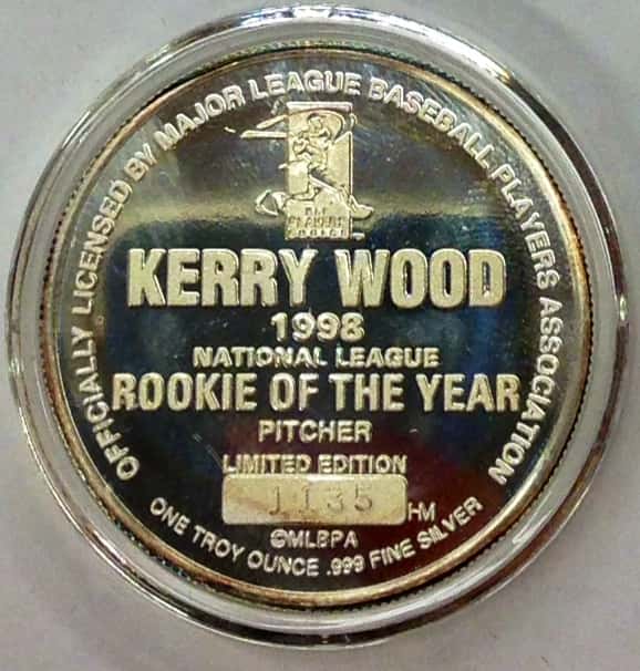 Kerry Wood Highland Mint 1 oz .999 Fine Silver Limited Edition Commemorative Medallion w/ COA