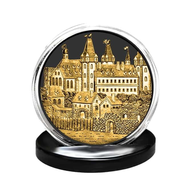2019 1 oz Austrian Silver Wiener Neustadt Vienna Coin Black Ruthenium 24K Gold Edition (w/Box & COA) - 825th Anniversary of the Austrian Mint