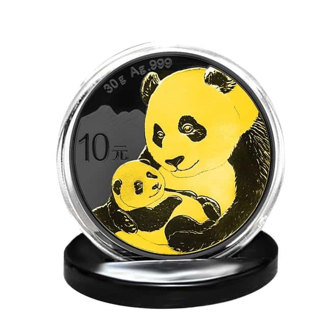 2019 30 gram Chinese Silver Panda 10 Yuan .999 Fine Black Ruthenium 24K Gold Edition (w/Box & COA)