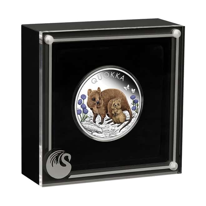 2022 1 oz Proof Colorized Silver Australian Quokka Perth Mint .9999 Fine (w/Box & COA)