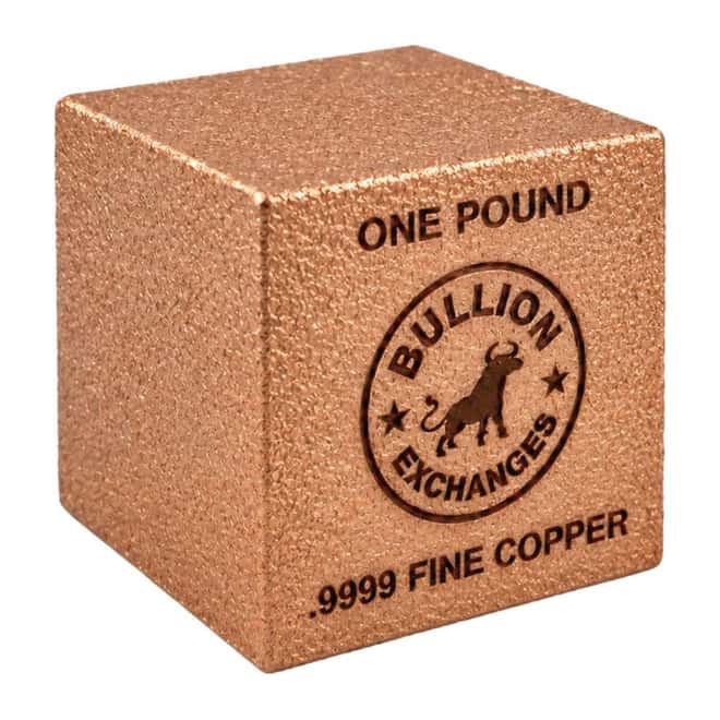 1 Pound Bullion Exchanges Copper Cube Bar .9999 Fine
