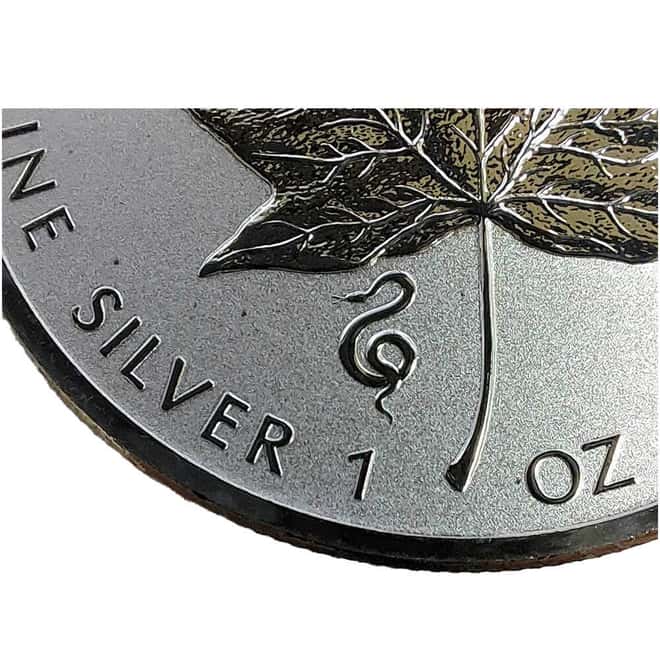 2013 1 oz Canadian Silver Maple Leaf Lunar Snake Privy Reverse Proof Coin