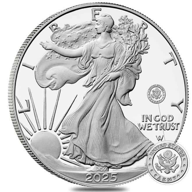 2025-W US Army Privy 1 oz Proof Silver American Eagle PCGS PF 69 AR