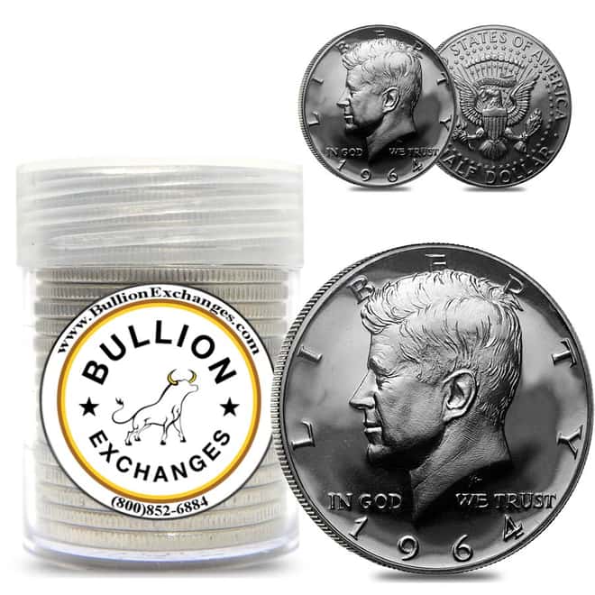 $10 Face Value 1964 Kennedy Half Dollars 90% Silver 20-Coin Roll (Proof)
