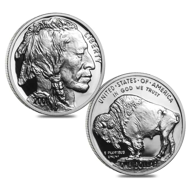 2001 P/D 1.548 oz Silver American Buffalo 2-Coin Set (w/Box & COA)
