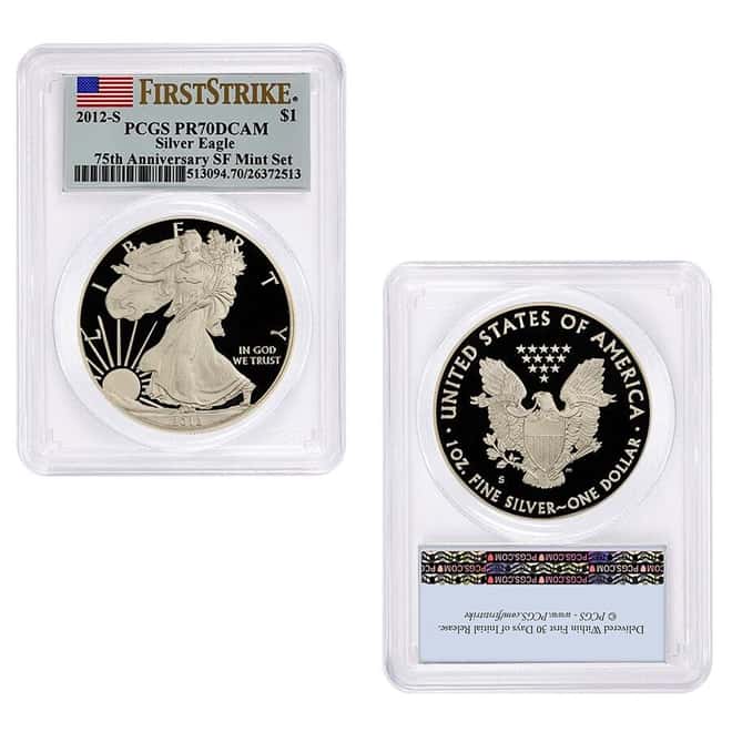 2012-S 1 oz Proof Silver American Eagle 2-Coin Set PCGS PF 70 FS