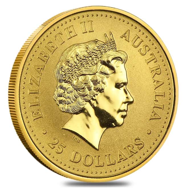 1/4 oz Australian Kangaroo/Nugget Gold Coin .9999 Fine BU/PF (Random Year)
