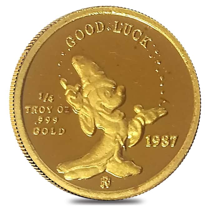 Rarities Mint 1/4 oz Proof Gold Mickey's Magic Disney Round (w/Box & COA)