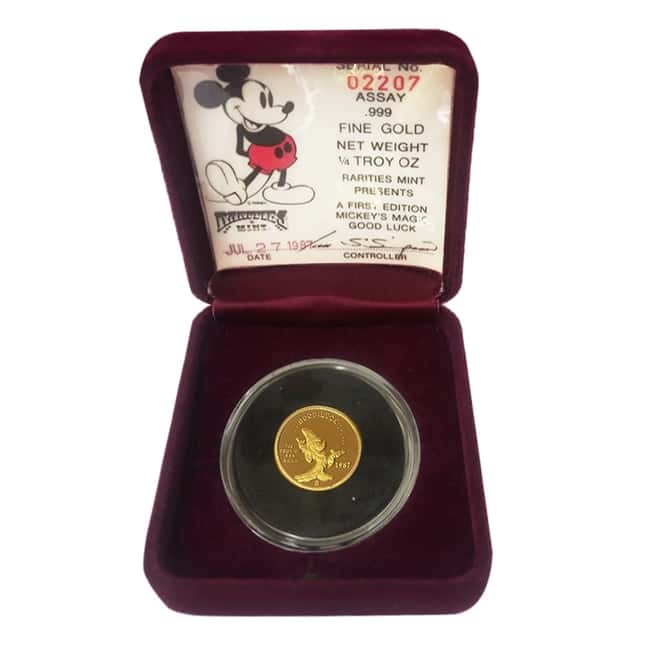 Rarities Mint 1/4 oz Proof Gold Mickey's Magic Disney Round (w/Box & COA)