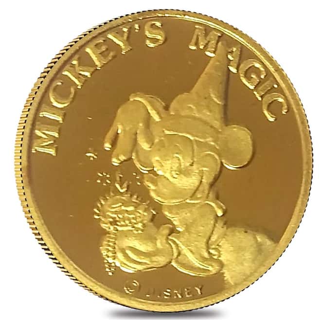 Rarities Mint 1/4 oz Proof Gold Mickey's Magic Disney Round (w/Box & COA)