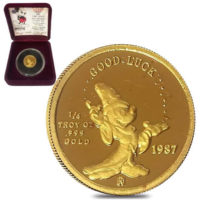 Rarities Mint 1/4 oz Proof Gold Mickey's Magic Disney Round (w/Box & COA)