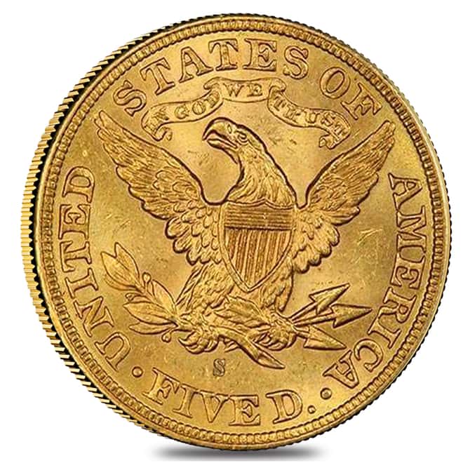1887 S $5 Liberty Head Half Eagle Gold Coin PCGS MS 62 