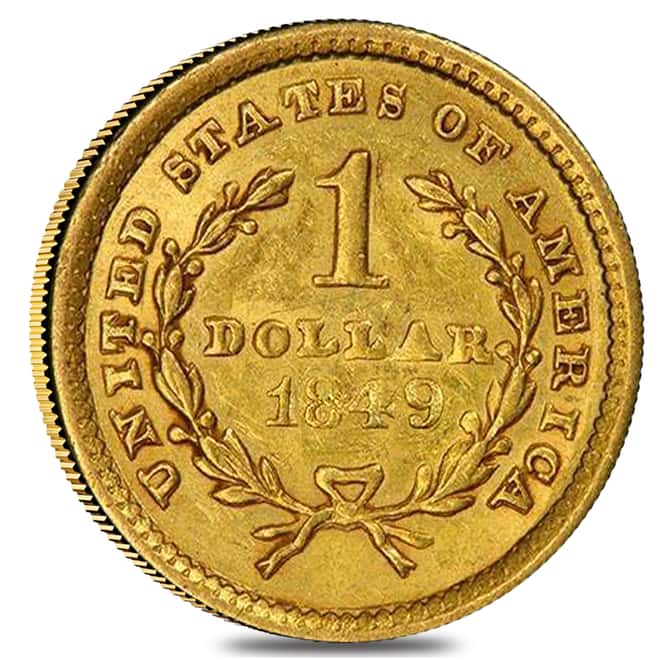 1849 $1 Liberty Head Gold Coin NGC XF 45 - Open Wreath