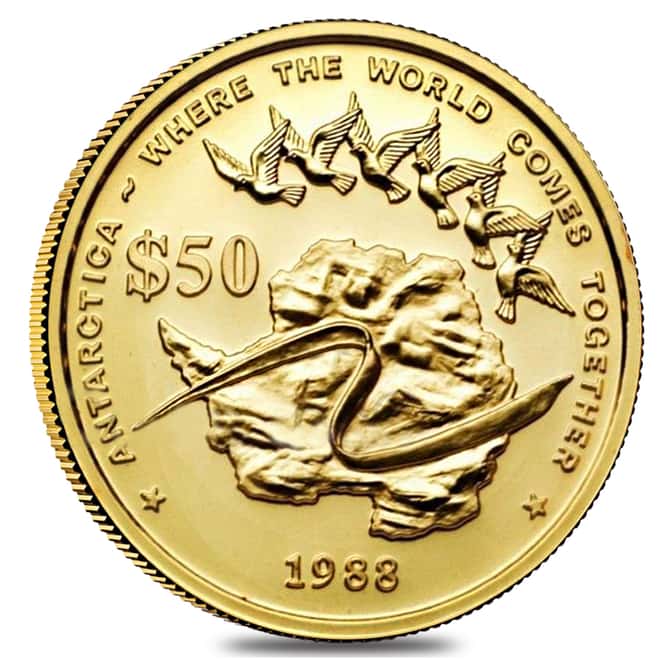 1988 Samoa 50 Tala Trans-Antarctica Expedition Proof Gold Coin AGW .2496 oz