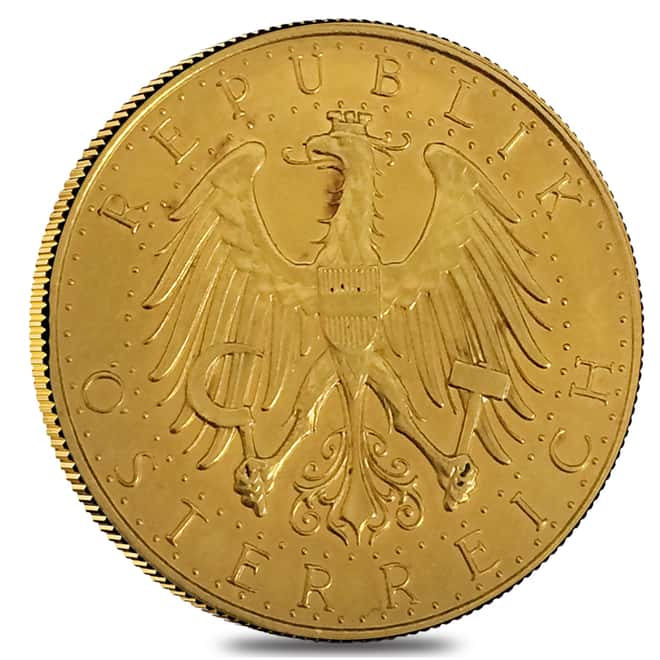 100 Schilling Austria Gold Coin Prooflike AGW .6807 oz (Random Year, 1926-1931)