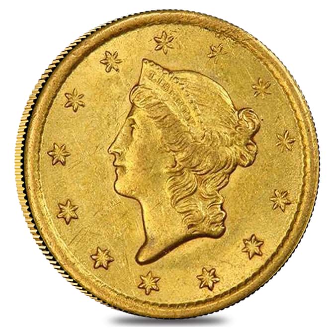 1849 $1 Liberty Head Gold Coin NGC XF 45 - Open Wreath