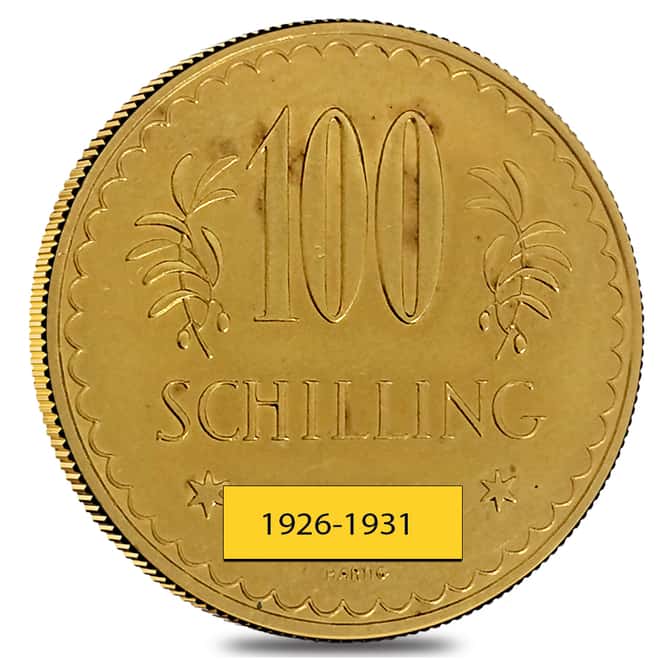 100 Schilling Austria Gold Coin Prooflike AGW .6807 oz (Random Year, 1926-1931)